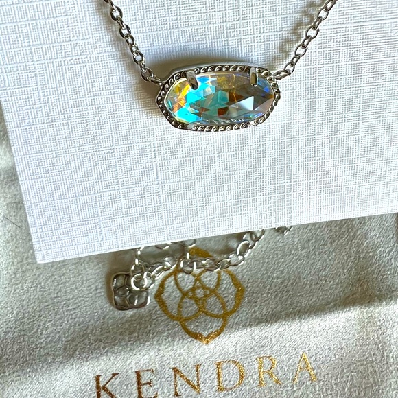 NWT Kendra Scott Elisa Silver Pendant Necklace in Dichroic Glass - Picture 6 of 7